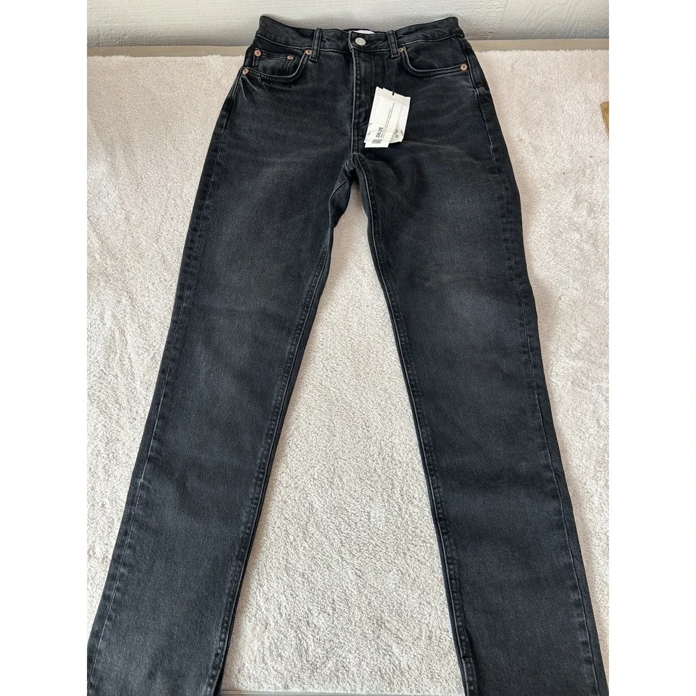Zara Womens The‎ Skinny Jean With Split Hem Black/Gray Wash Size 2